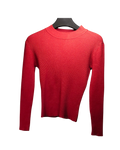 Vibrant Red Ribbed Long-Sleeve Crewneck