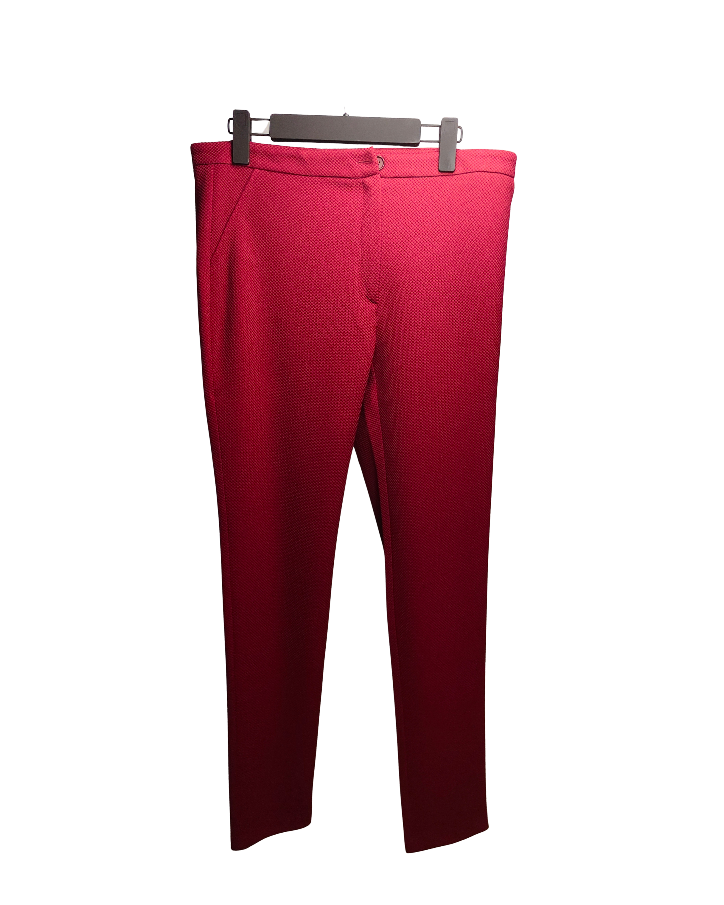 Crimson Textured Slim-Fit Trousers