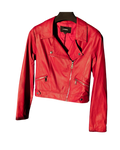 Miss Valley Bold Crimson Red Cropped Biker Jacket
