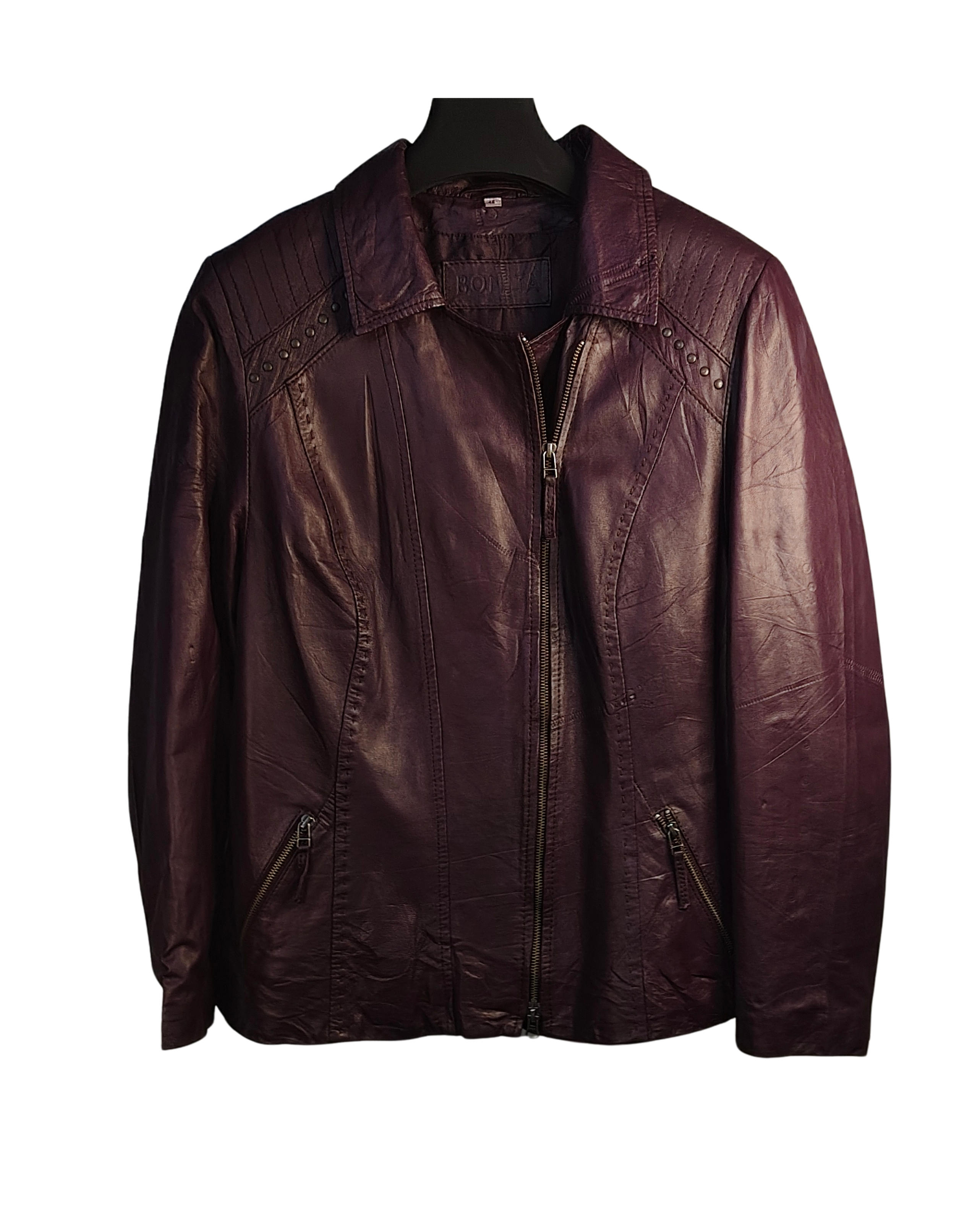Burgundy Genuine Leather Zip Jacket