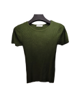 Olive Green Ribbed Short Sleeve
