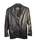Black Genuine Leather Longline Blazer Jacket