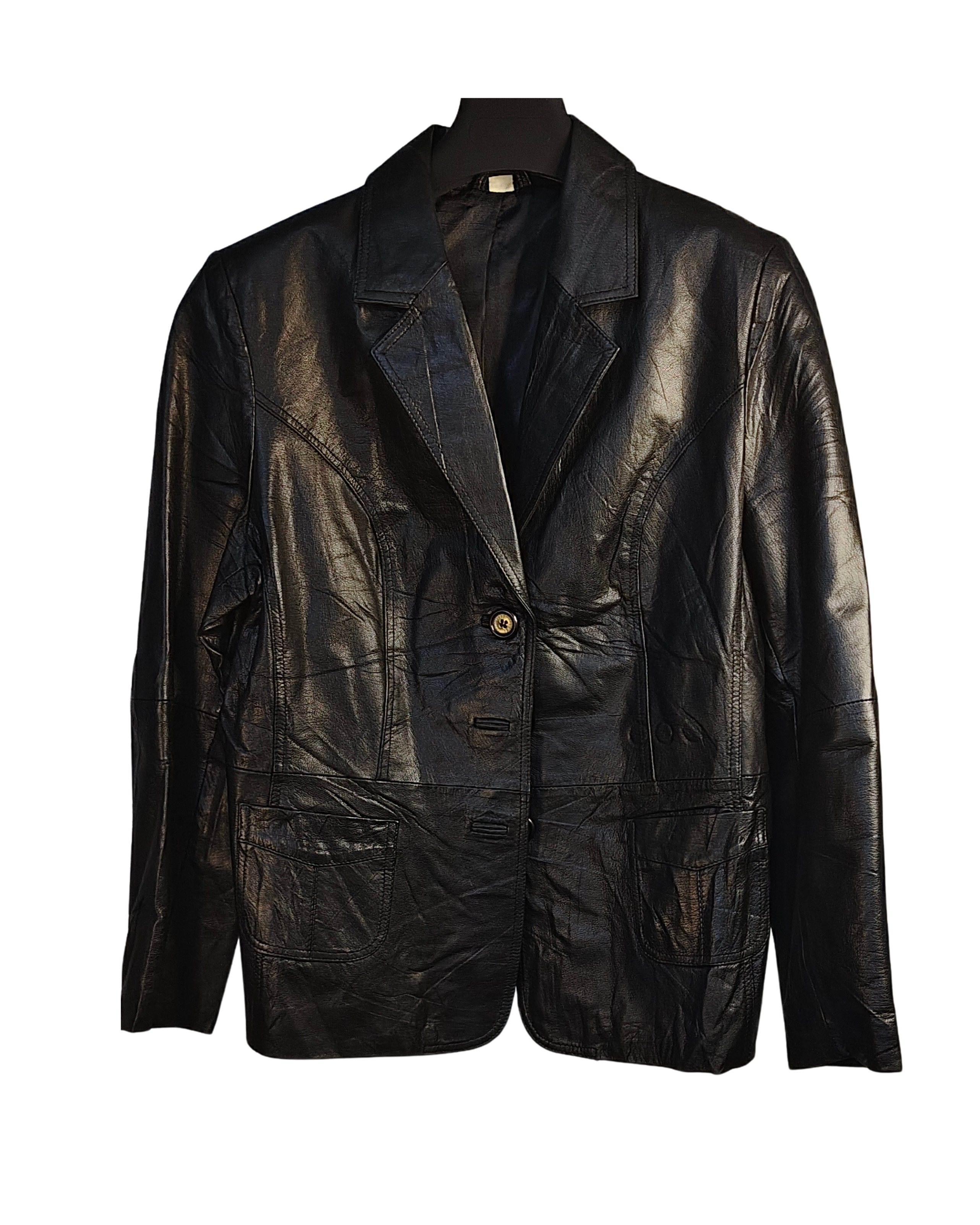 Black Genuine Leather Classic Blazer Jacket