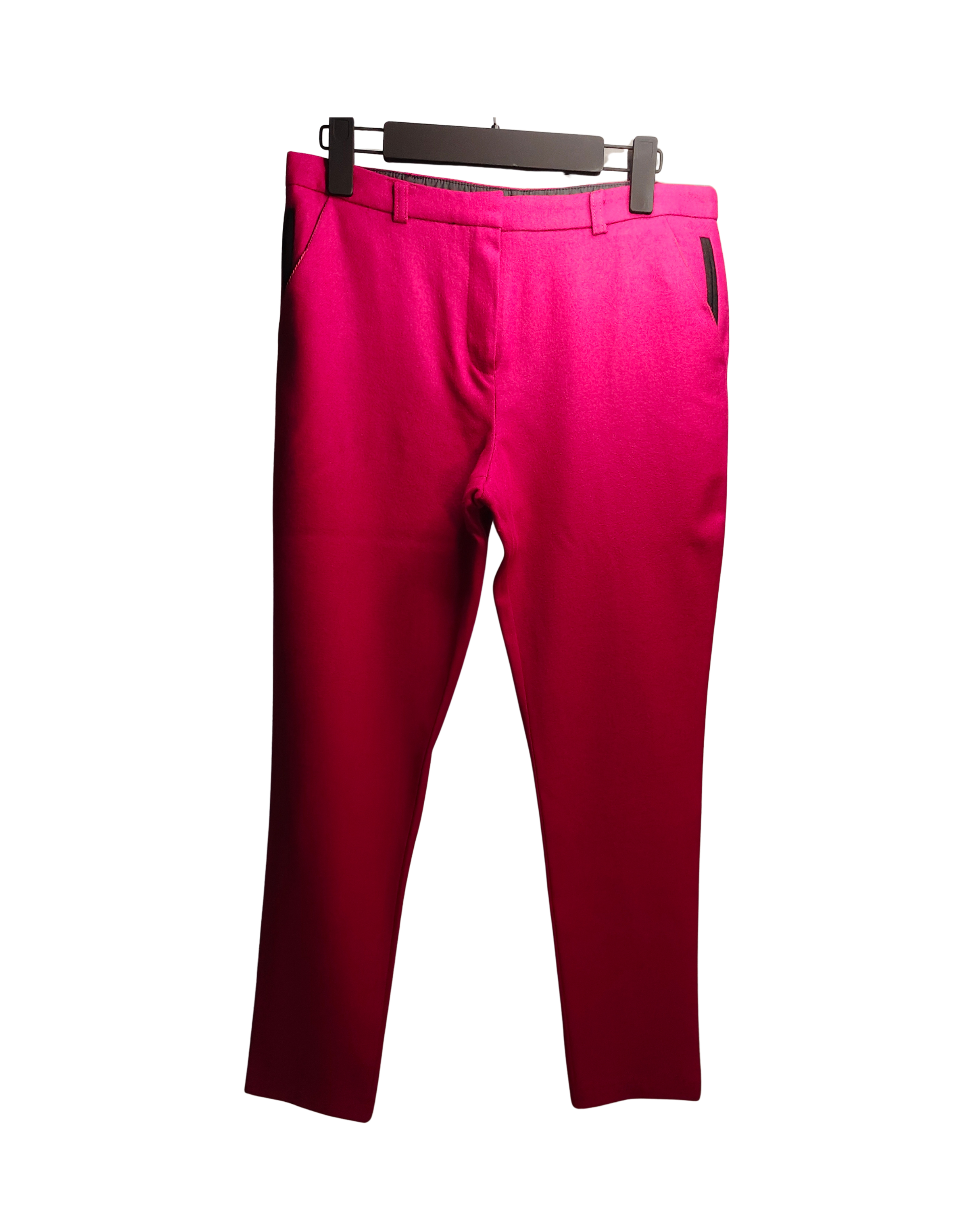 Magenta Wool-Blend Slim Pants