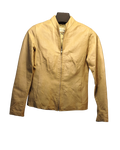 Beige Genuine Leather Zip-Up Jacket