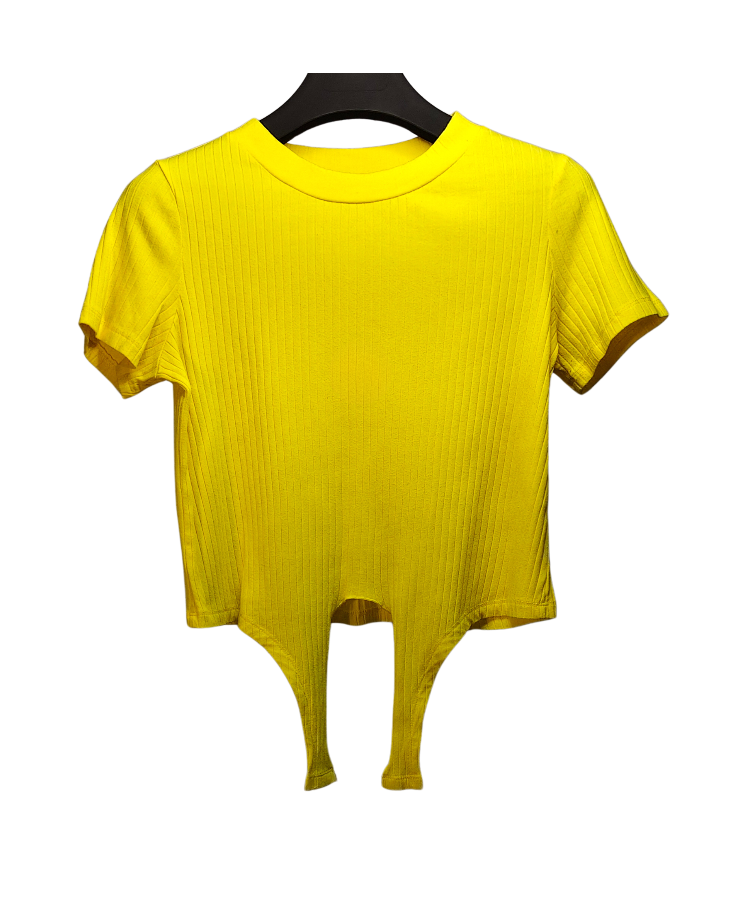 Yellow Tie-Front Crop Tee