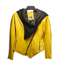Mustard Yellow Genuine Leather Asymmetrical Jacket