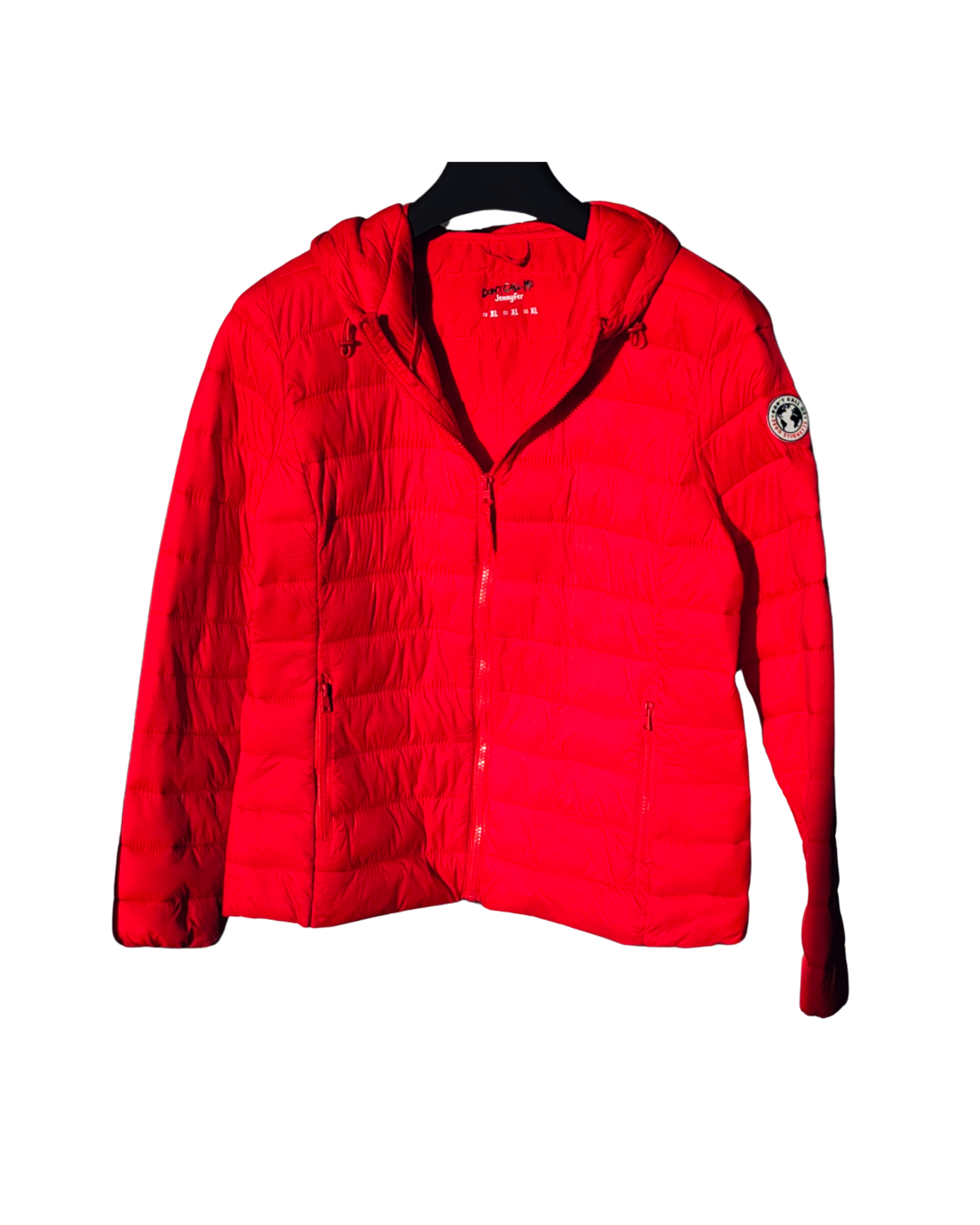 Red Hooded Down-Style Jacket