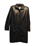 Classic Black Genuine Leather Long Coat