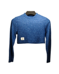 Cobalt Blue Textured Crop Sweater