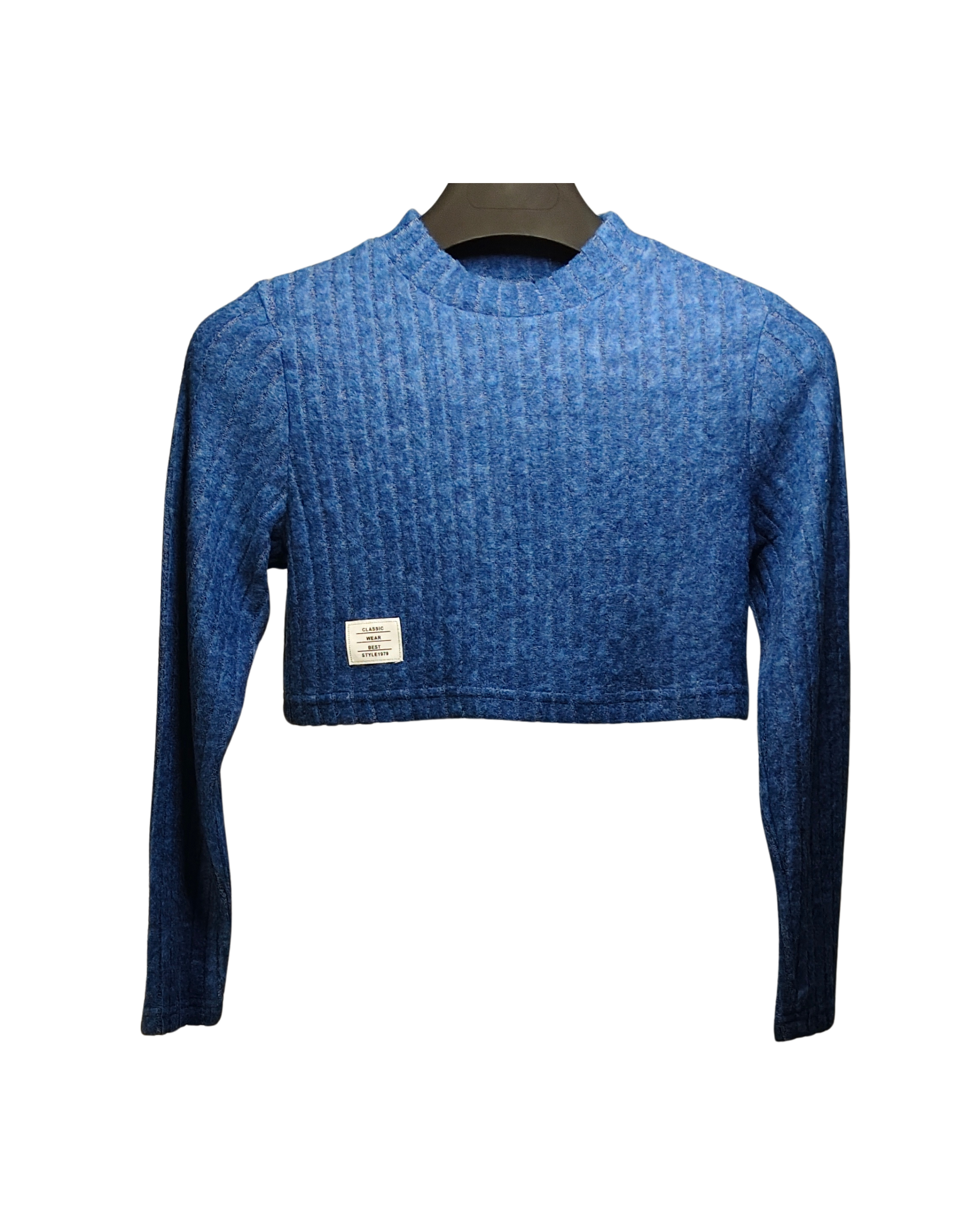 Cobalt Blue Textured Crop Sweater