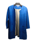 Blue Perforated Open-Front Jacket