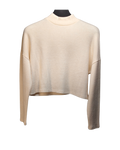 Cream Mock-Neck Cropped Sweater
