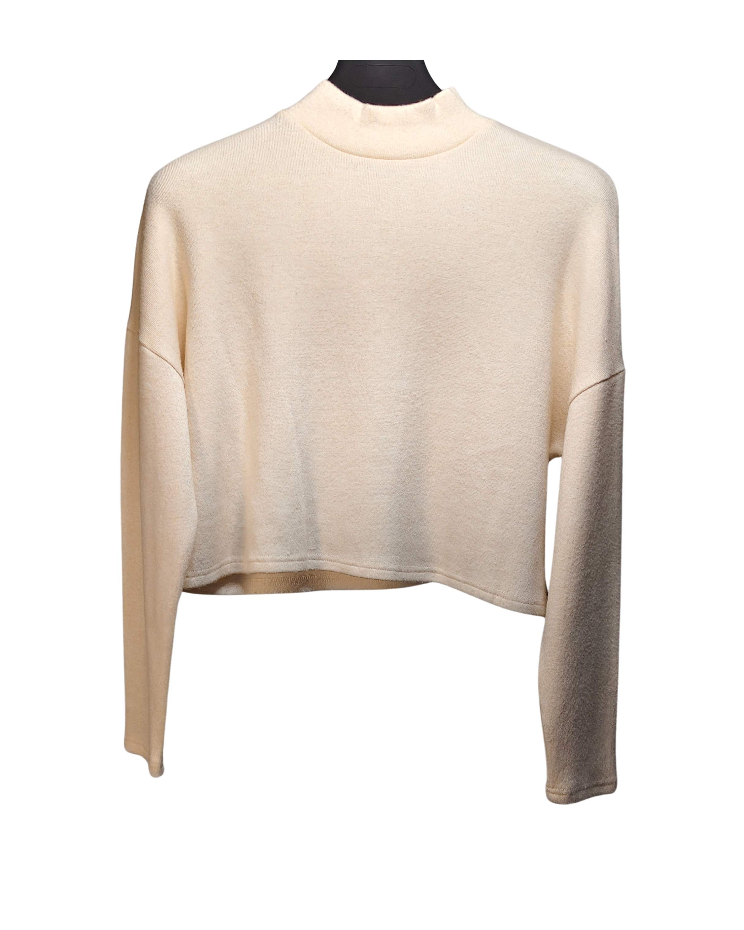 Cream Mock-Neck Cropped Sweater