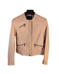Blush Pink Quilted Cafe Racer Genuine Leather Jacket