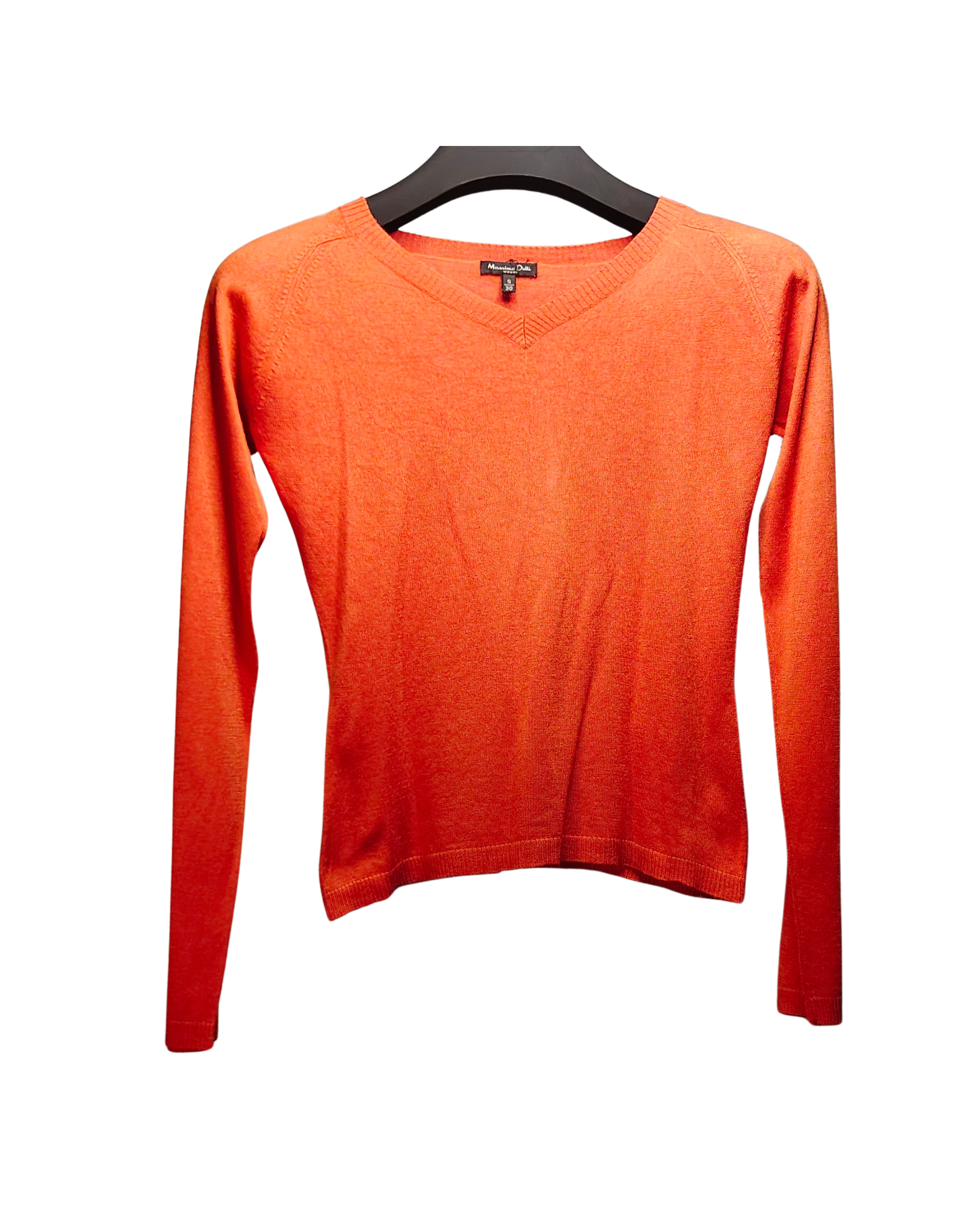 Massimo Dutti V-Neck Burnt Orange Sweater
