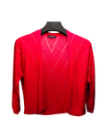 Caroll Red Open-Front Chevron Cardigan