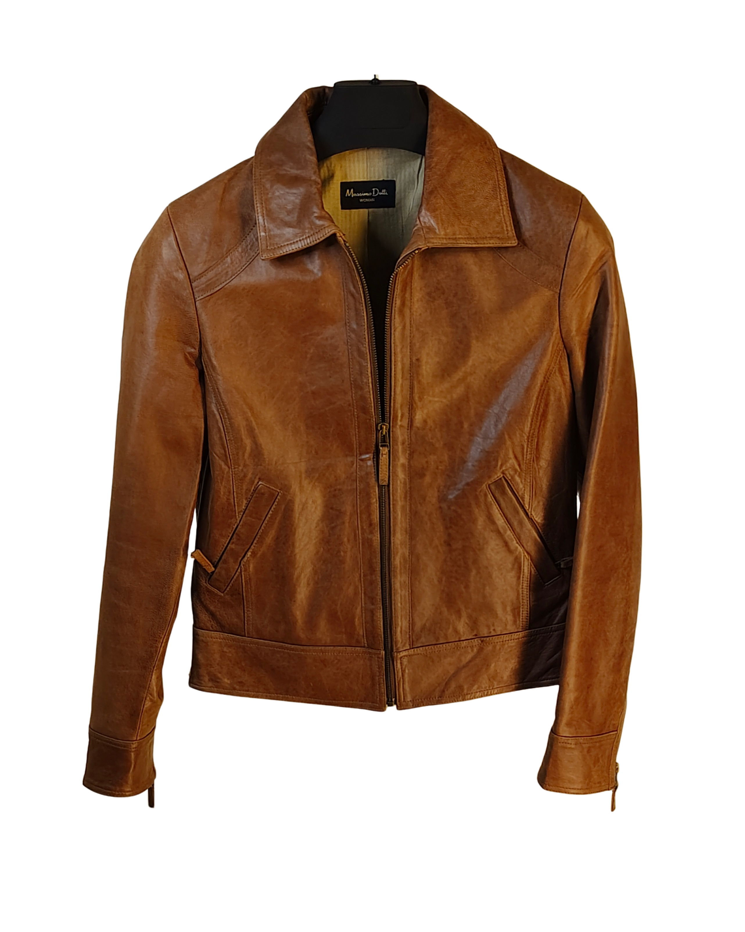 Massimo Dutti Cognac Genuine Leather Jacket