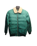 Green Quilted Puffer Jacket with Shearling Collar