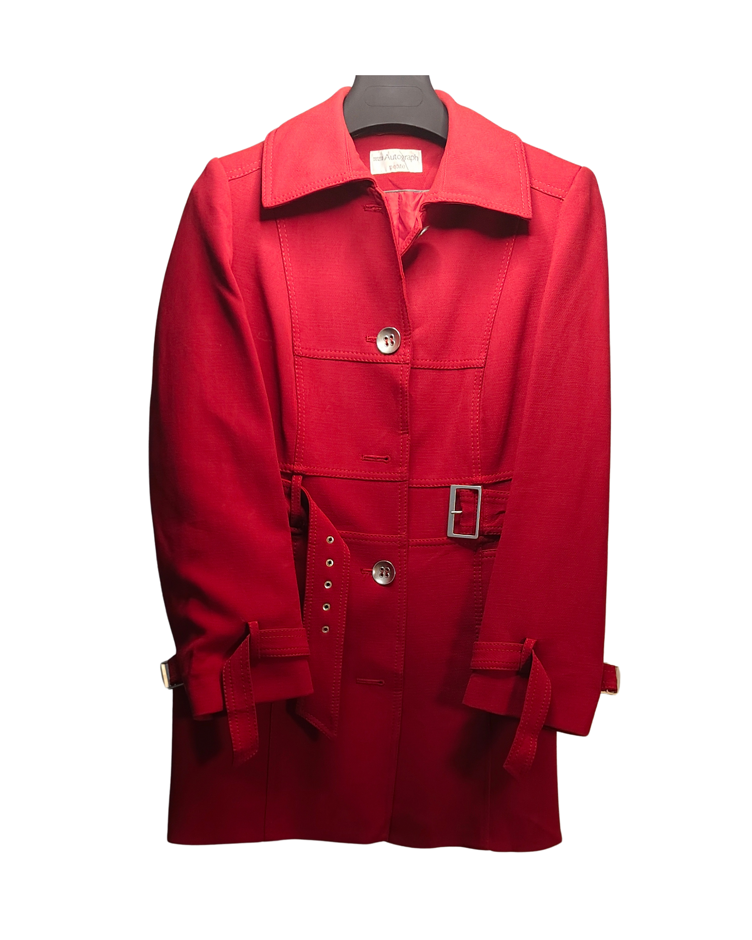 Red Belted Tailored Coat