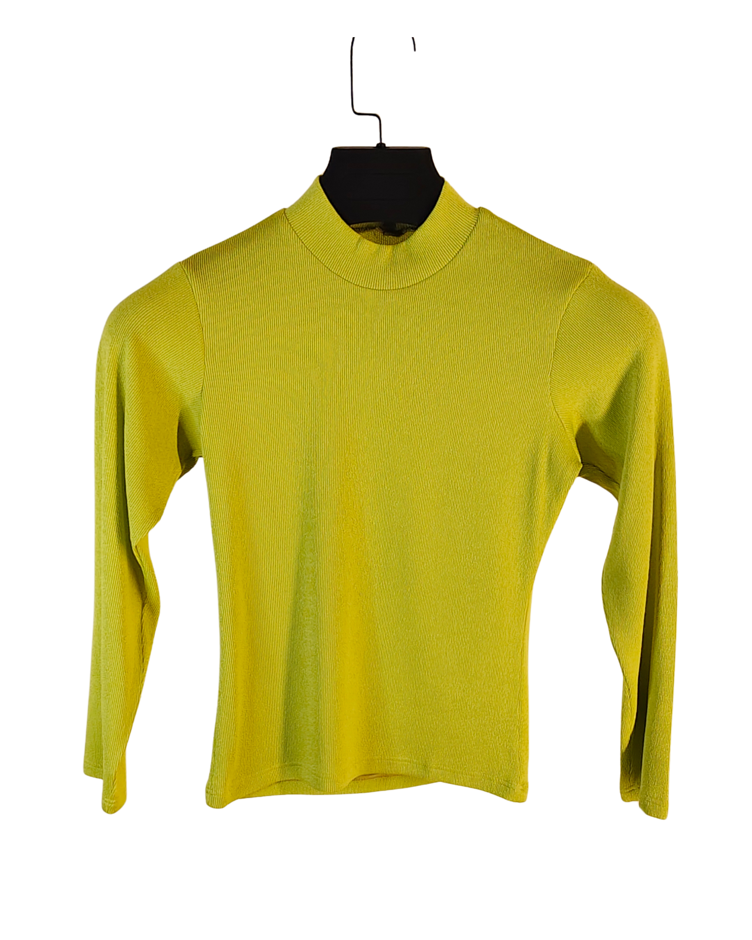 Chartreuse Ribbed Mock-Neck Top