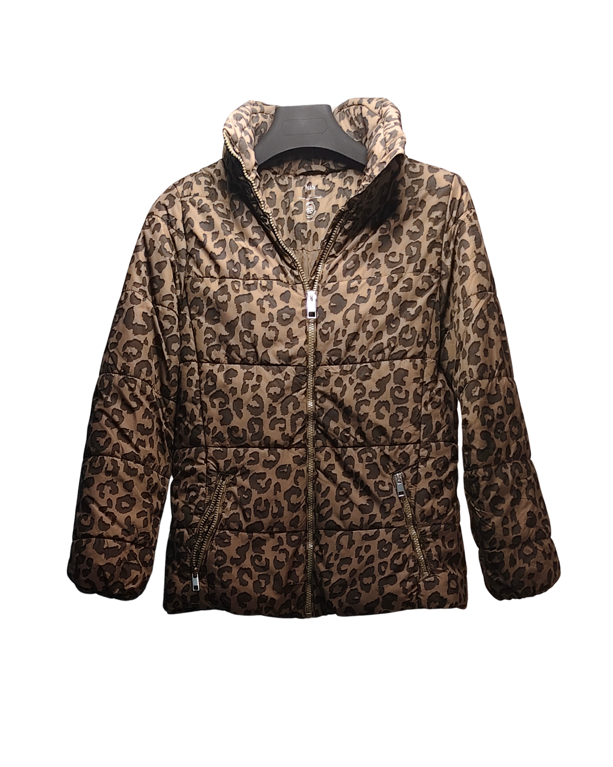 Leopard Print Quilted Puffer Jacket