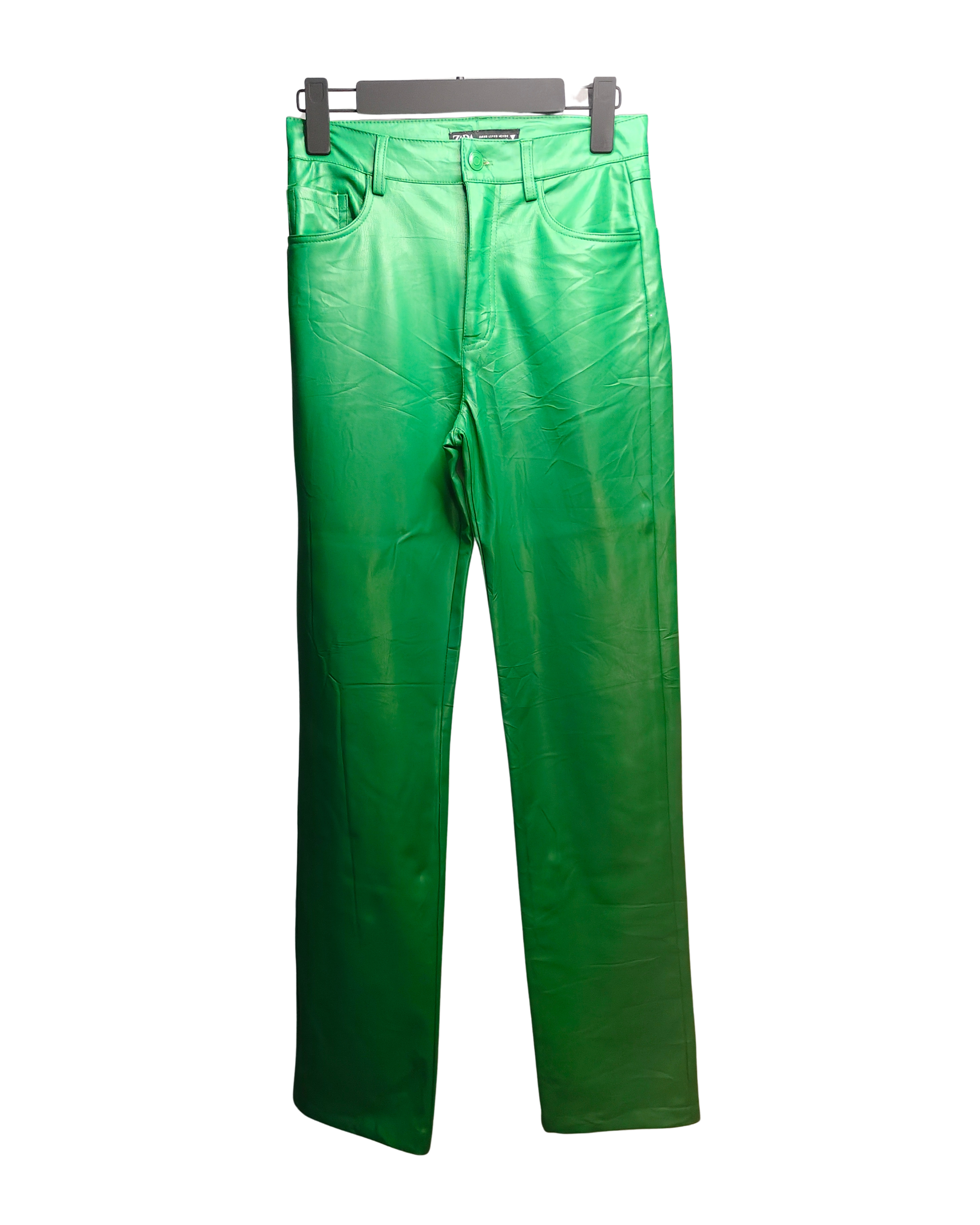 Kelly Green Statement Leather-Look Trousers
