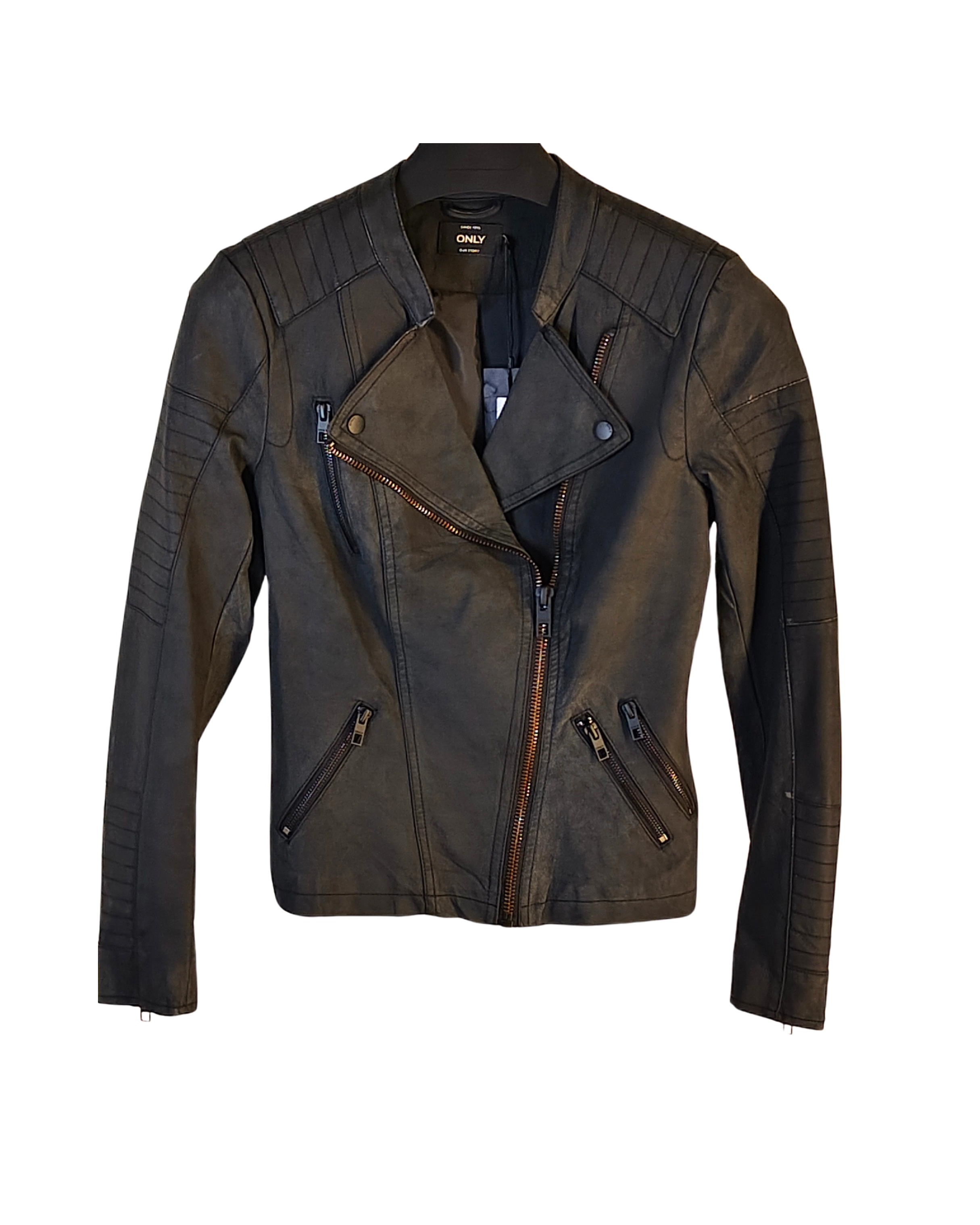 ONLY Charcoal Quilted Moto Jacket