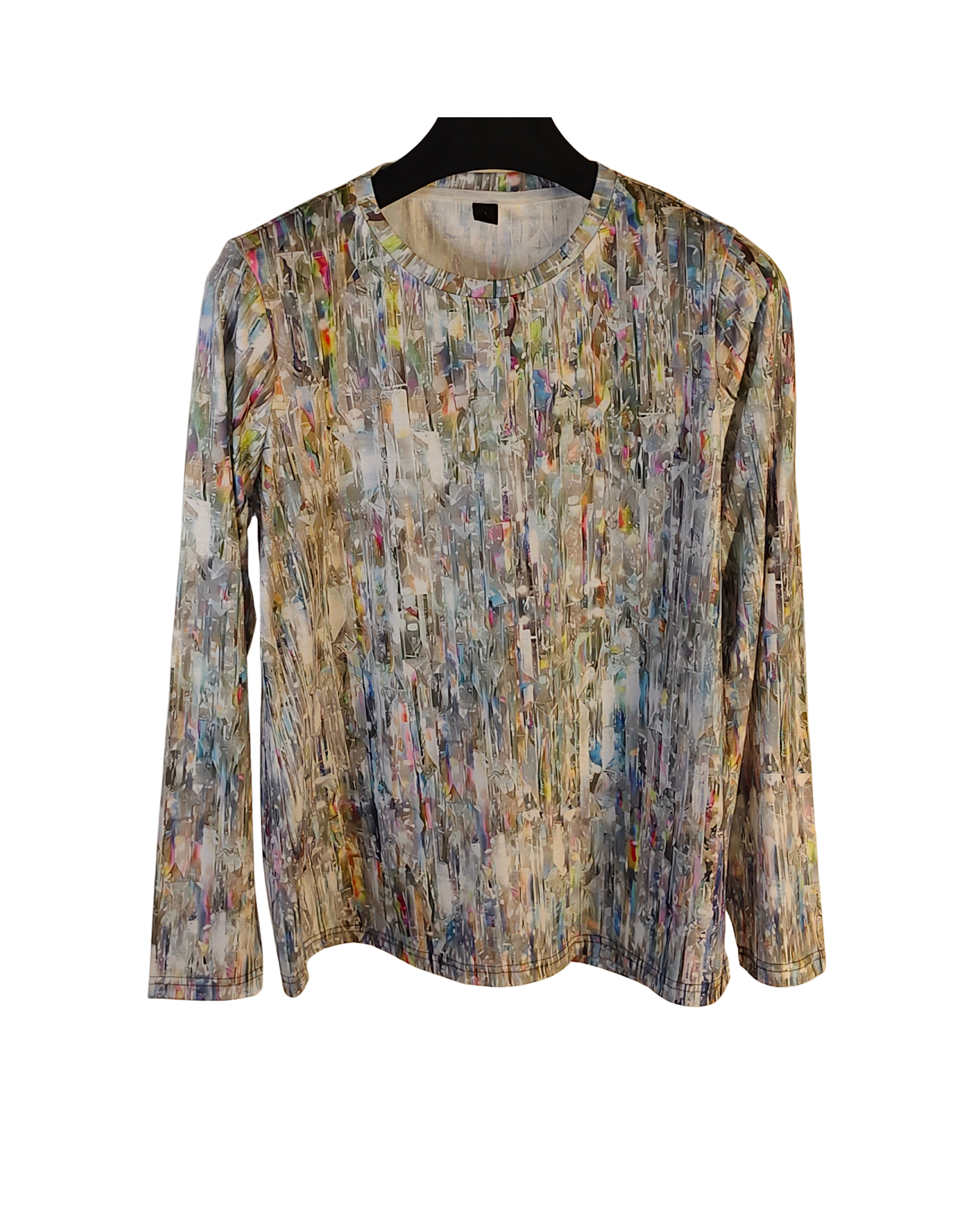 Multi-Color Abstract Print Long Sleeve Top