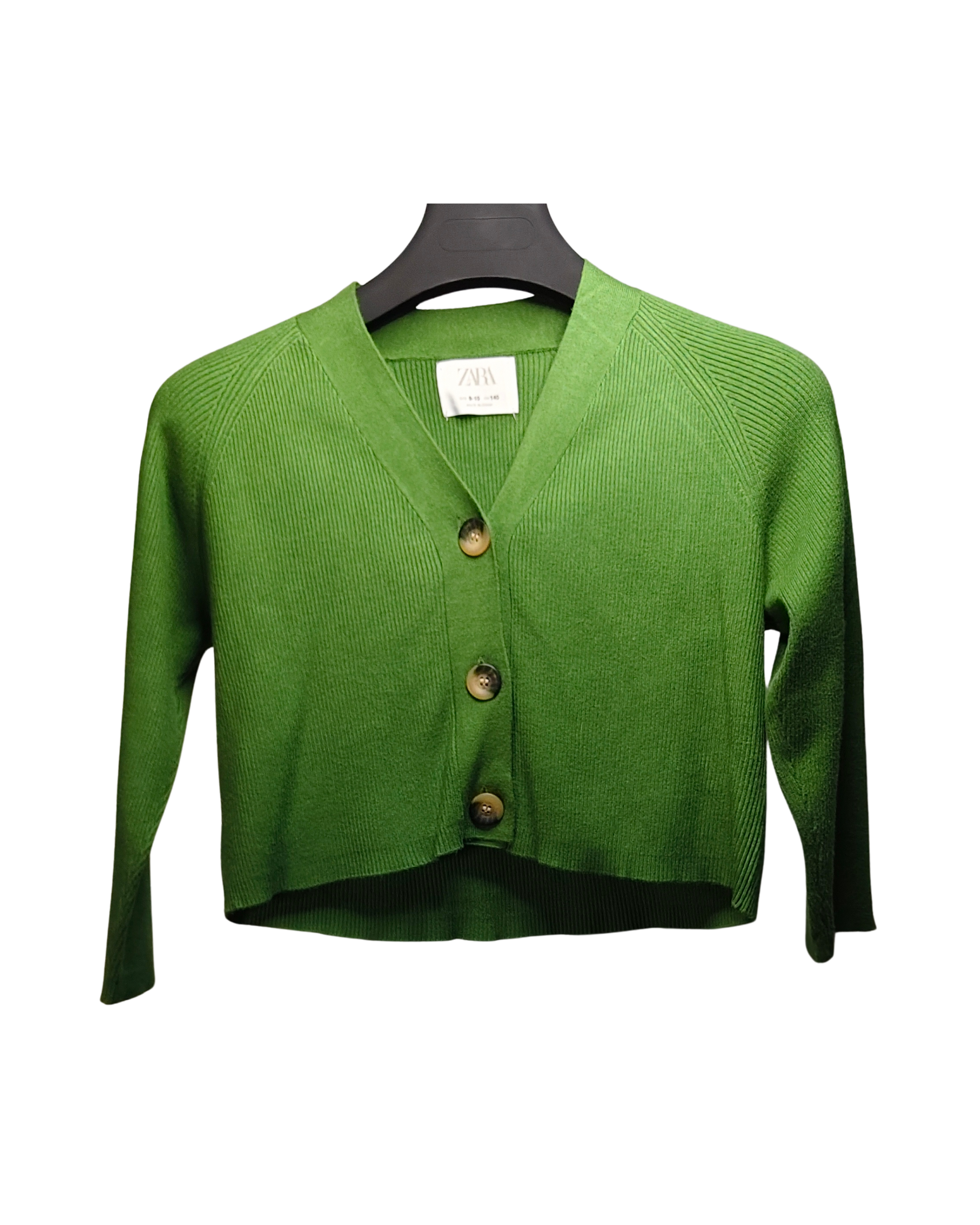 Green Cropped Button Cardigan