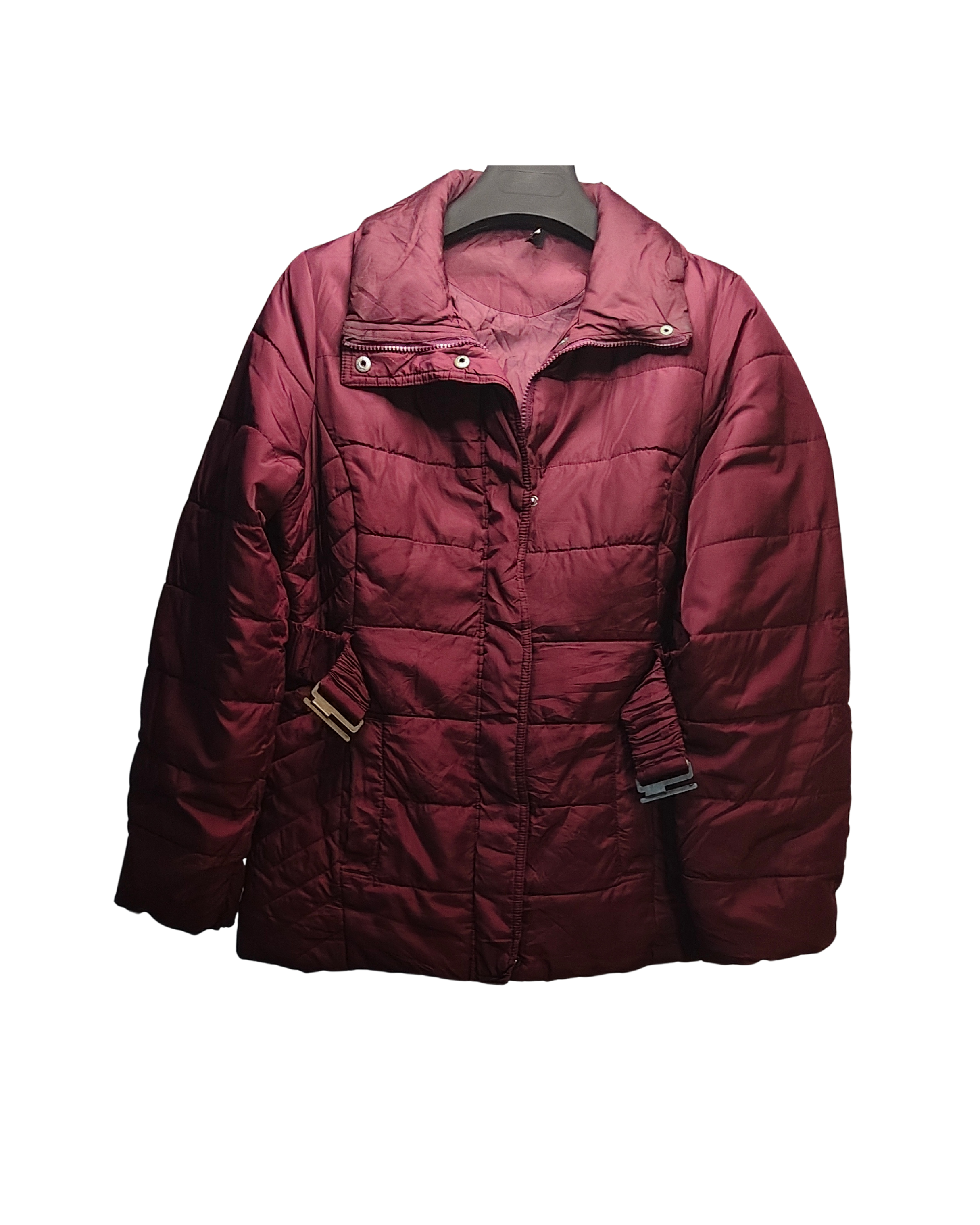 Burgundy Quilted Puffer Jacket