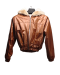 Brown Hooded Leather-Look Jacket