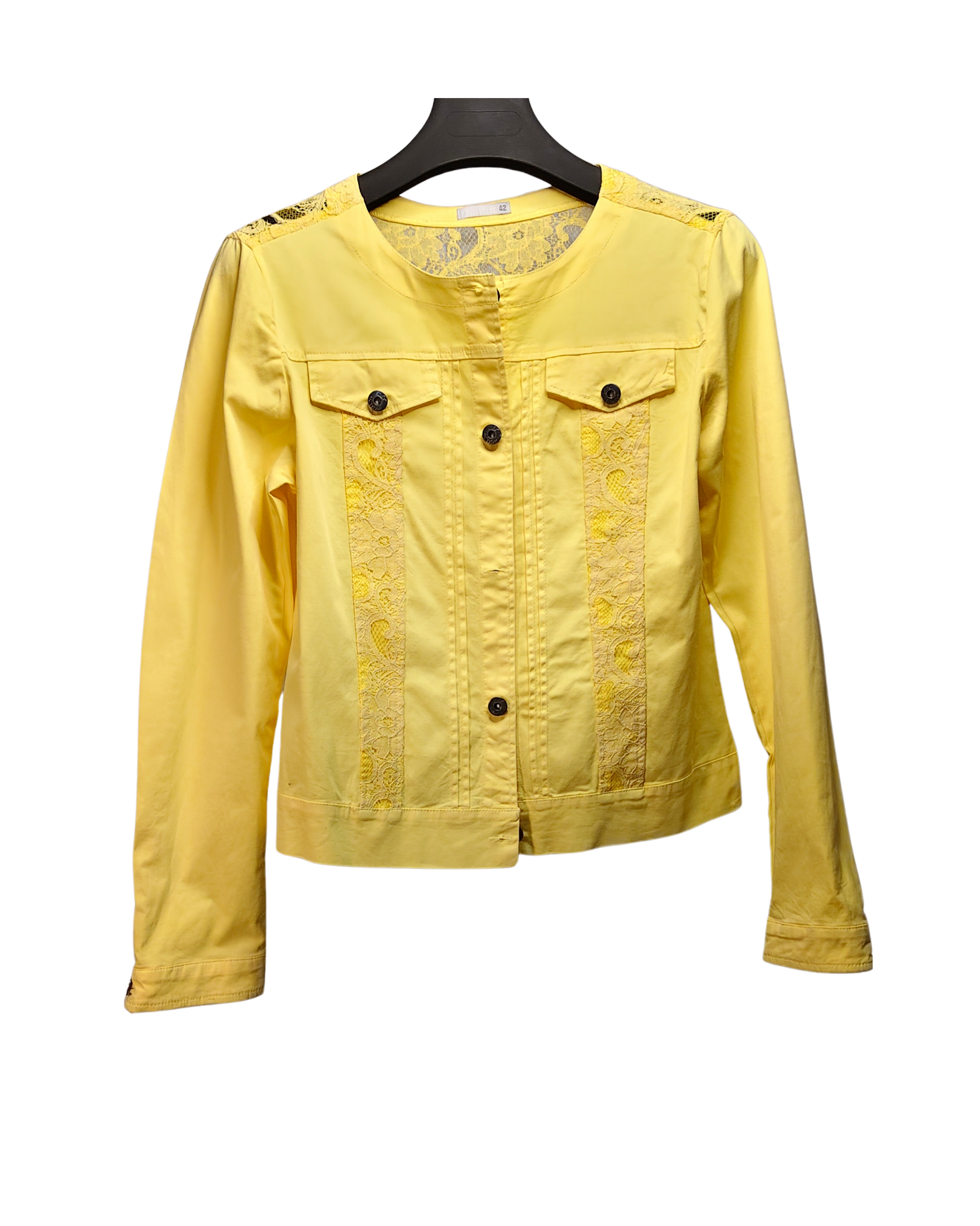 Yellow Embroidered Button Jacket