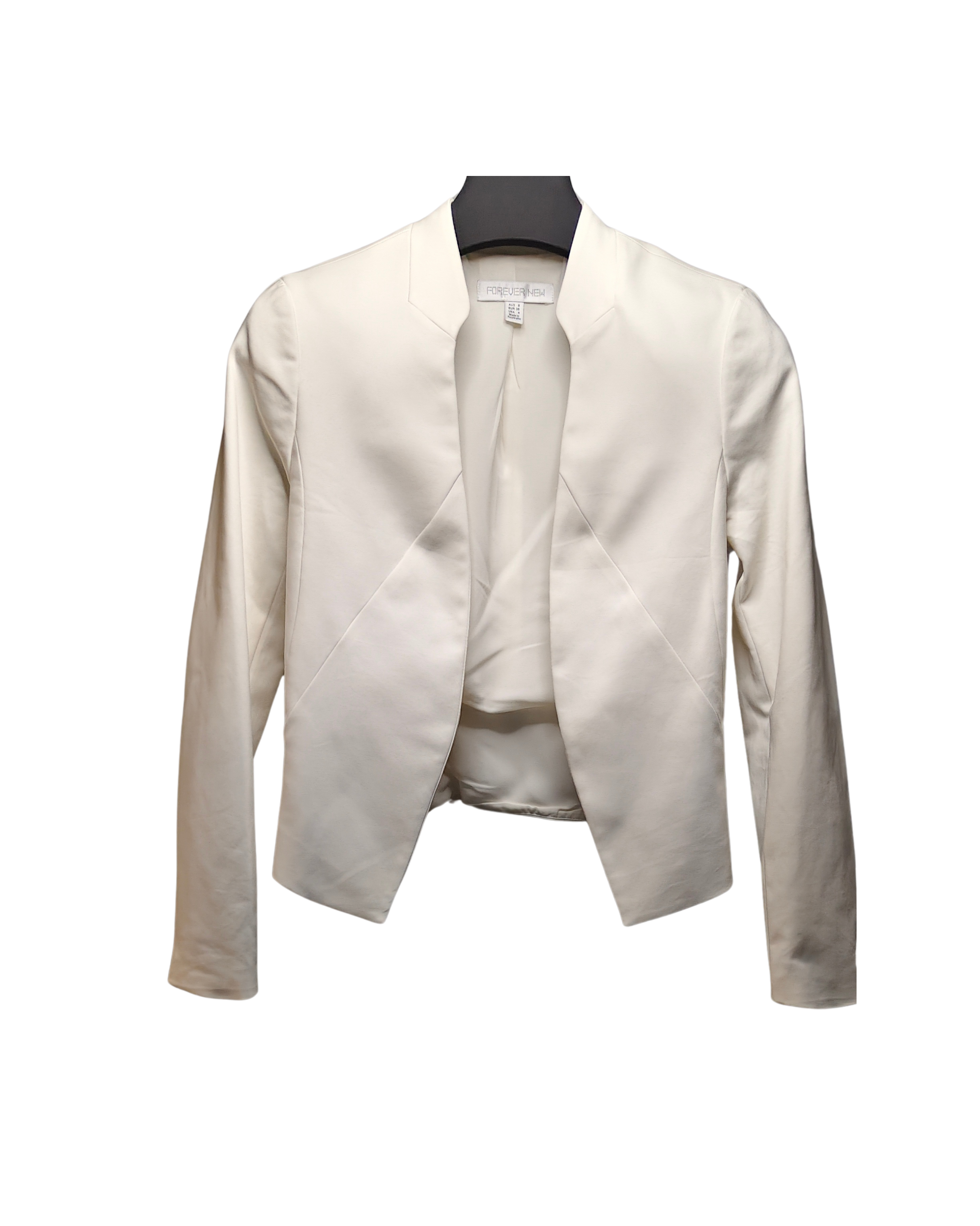 Cream Open-Front Tailored Jacket