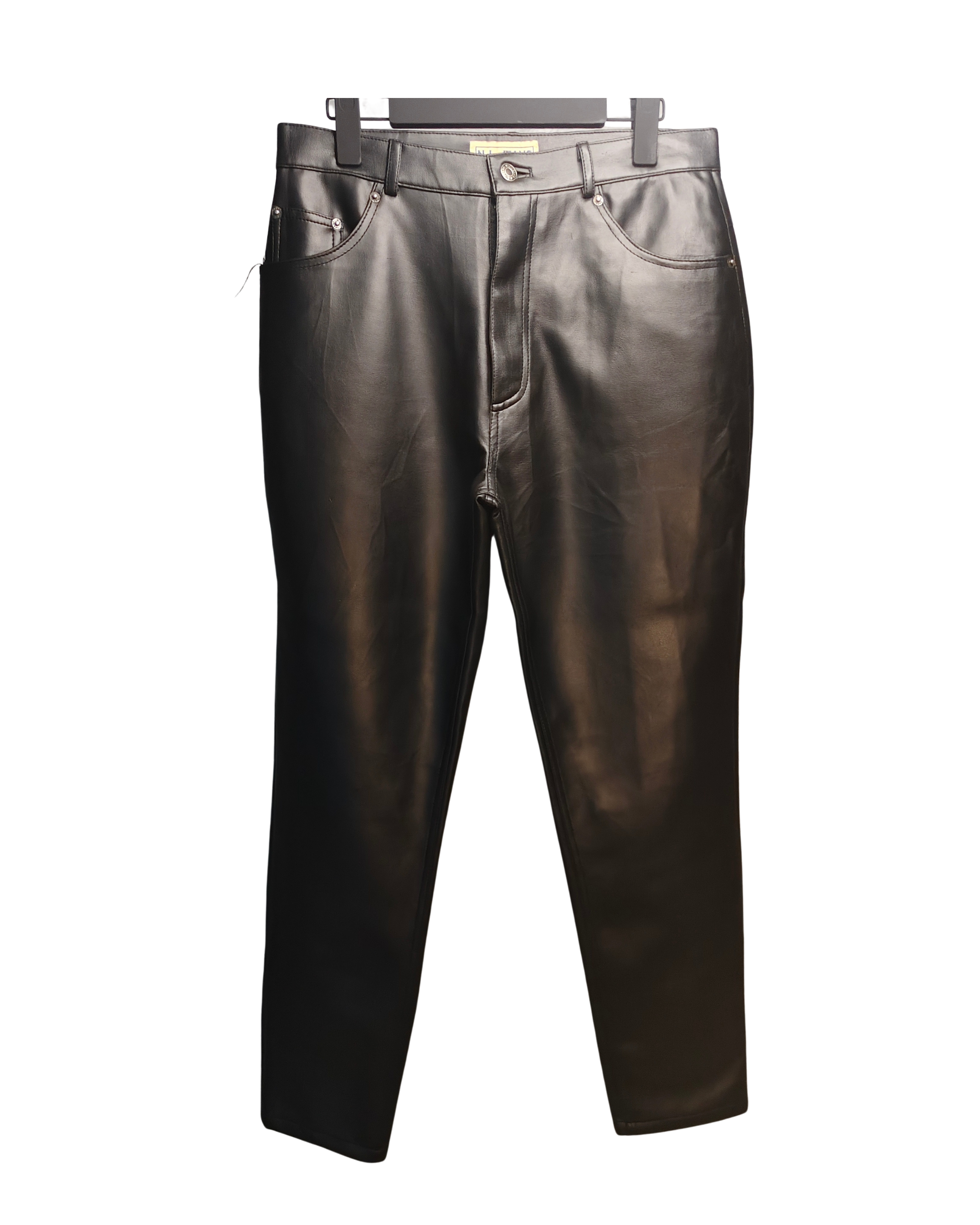 Classic Onyx Faux-Leather Biker Pants