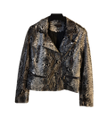 Monochrome Snakeskin Print Vegan Leather Jacket