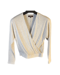 Etam Light Gray Ribbed Wrap-Front Top