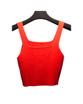 Bright Orange Square-Neck Ribbed Crop Top