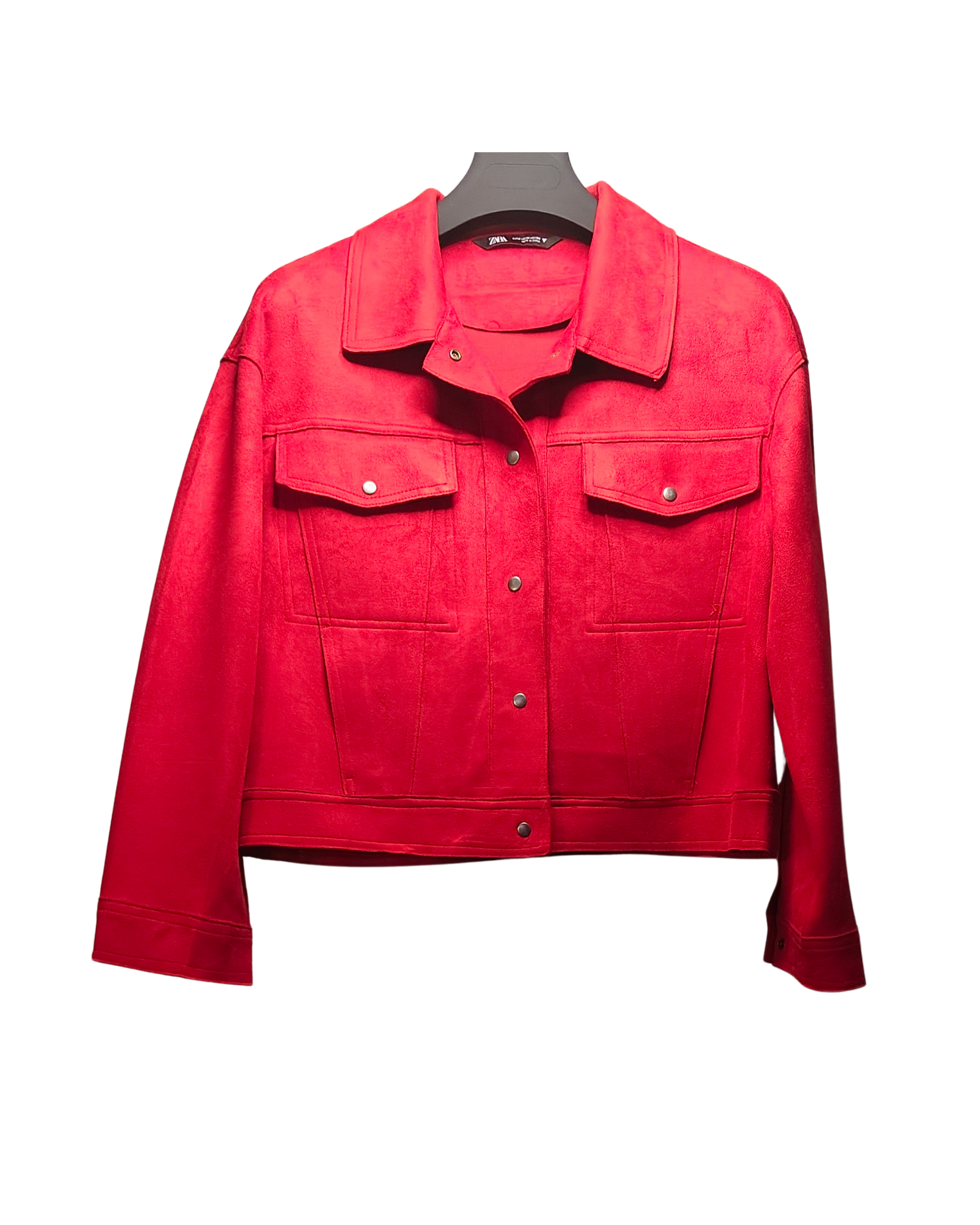 Red Cropped Utility Jacket