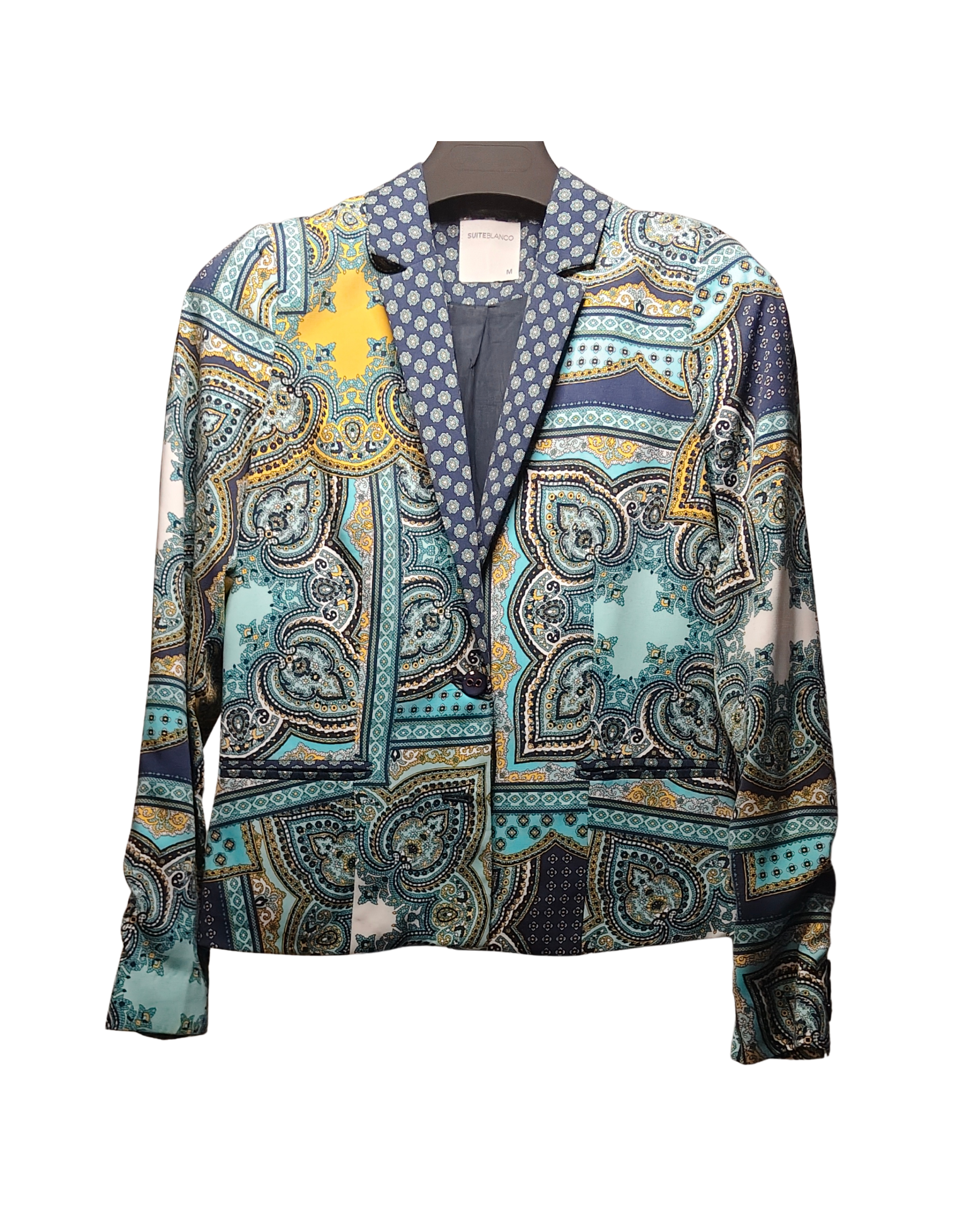 Teal Paisley Satin Blazer