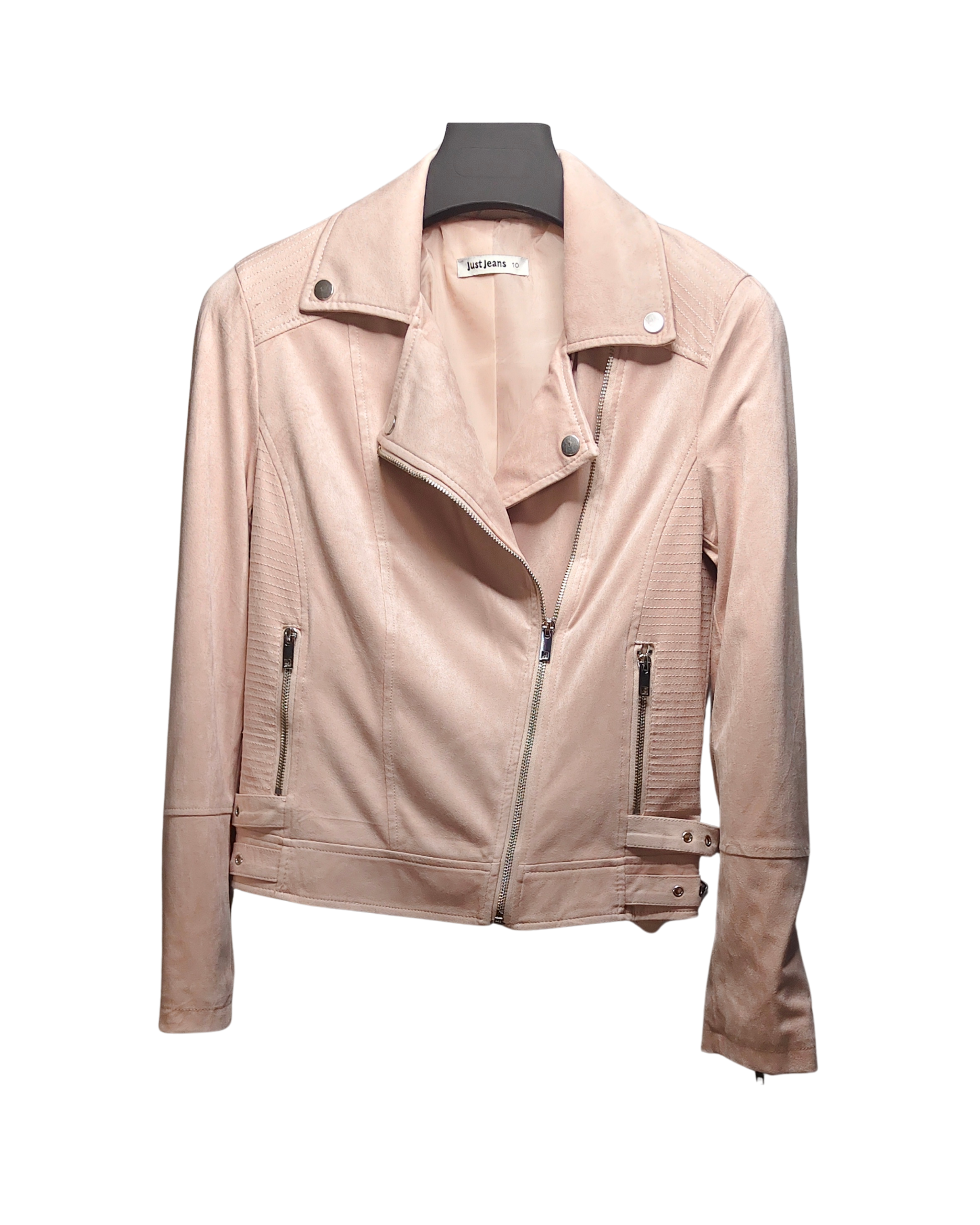 Blush Pink Suede Moto Jacket