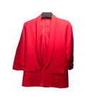 Vibrant Red Shawl Collar Open-Front Blazer