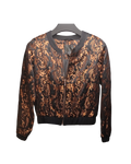 Metallic Bronze and Black Damask Bomber Jacket