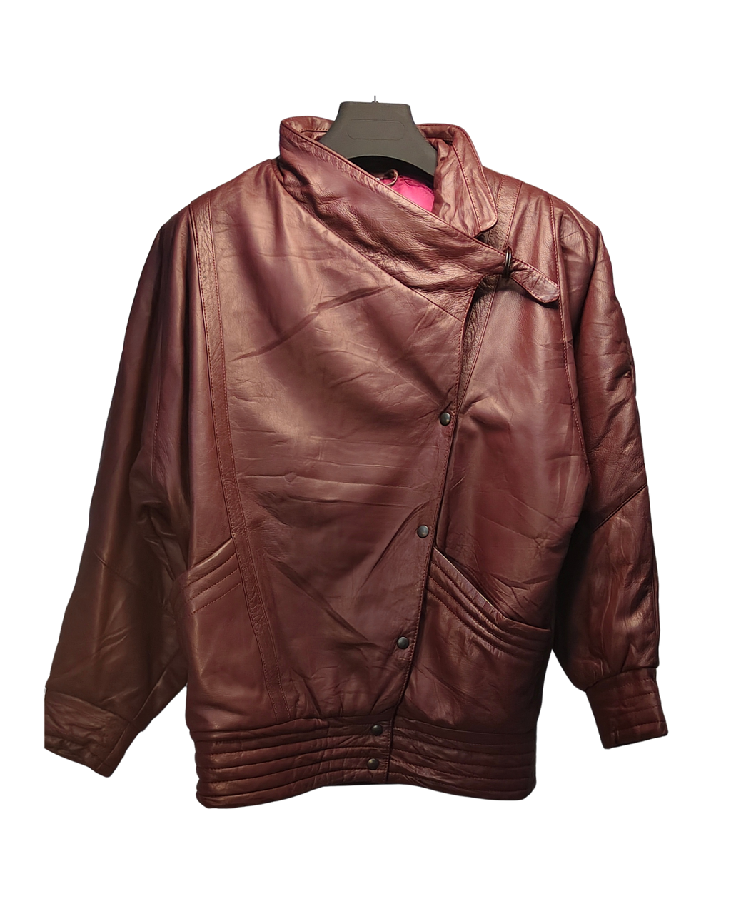 Reddish Brown Asymmetrical Genuine Leather Jacket