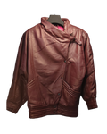 Reddish Brown Asymmetrical Genuine Leather Jacket