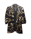 Black and Gold Baroque Chain Print Kimono Blazer