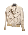 Classic Off-White Genuine Leather Jacket