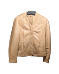 Quilted Beige Leather Moto Jacket