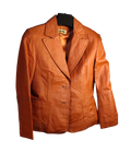 Burnished Amber Genuine Leather Tailored Blazer