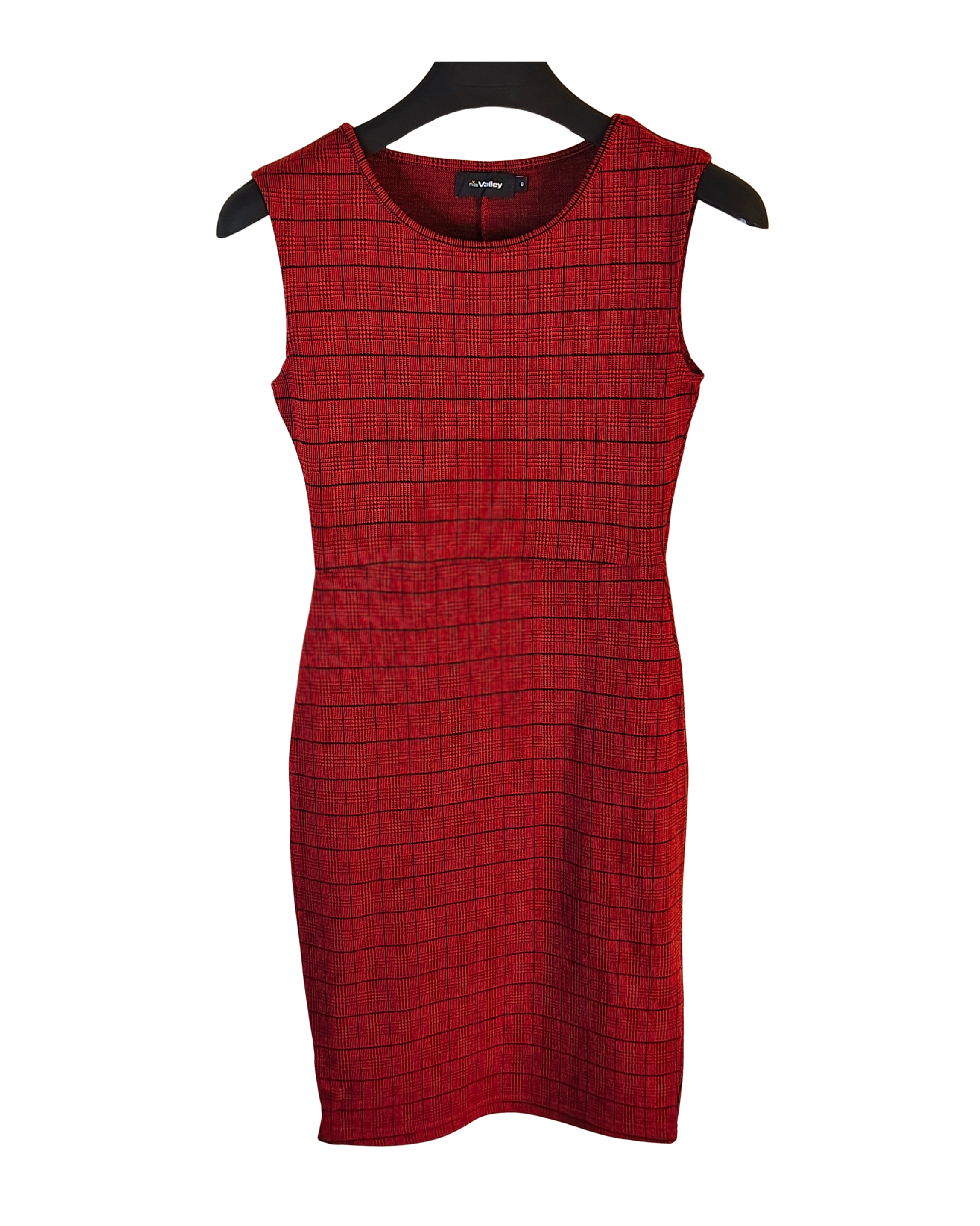 Sleeveless Red Plaid Bodycon Dress